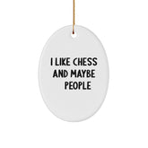 Funny Chess Oval Ornaments Gifts for Chess Lovers - White Oval Shaped Decorations - Unique Christmas Unique Gifts from Friends - Image 1